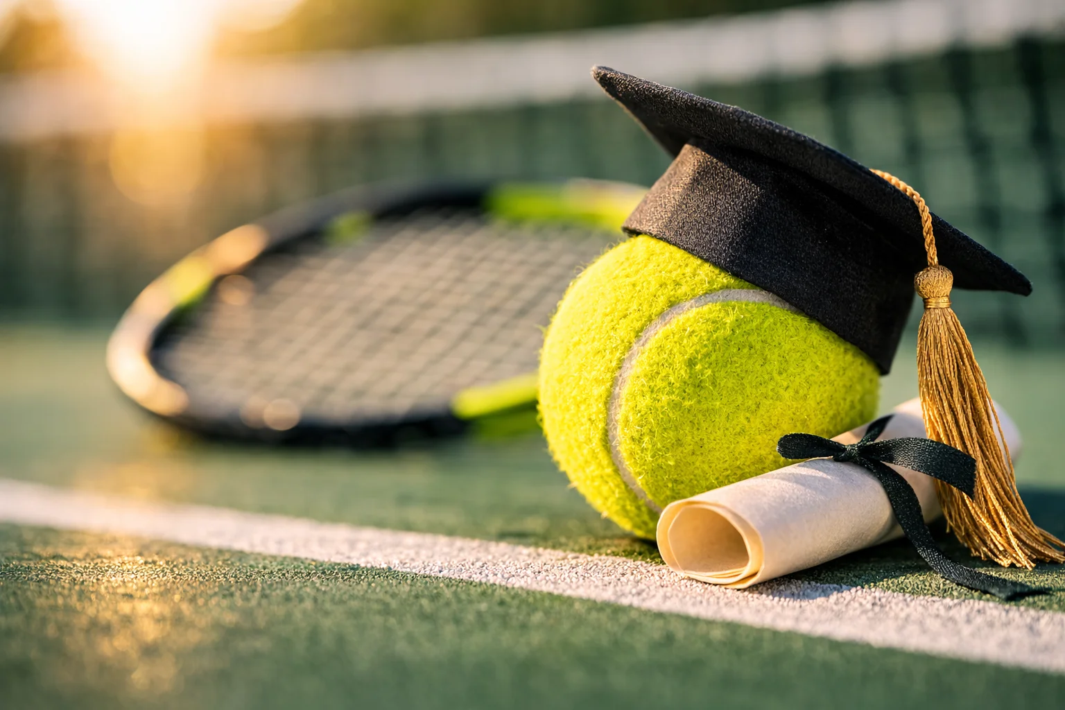 Tennisbal close-up op de baan
