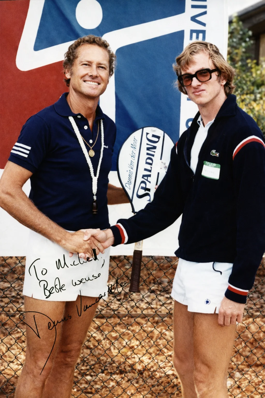 Michel du Buy met Dennis van der Meer, Tennis University Hilton Head Island 1980